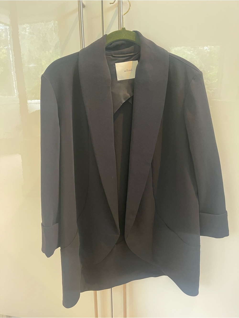 Aritzia Wilfred Navy Open-Front Blazer